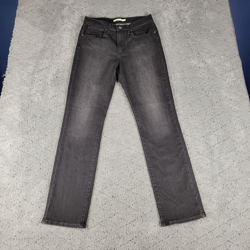Levis 724 Jeans Womens 30 Black High Rise Straight Leg Dark Wash Stretch Denim